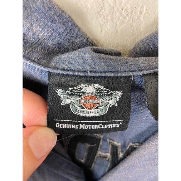 Harley-Davidson Mens Button Up Shirt Blue Size XL Short Sleeve Collared - Picture 5 of 7